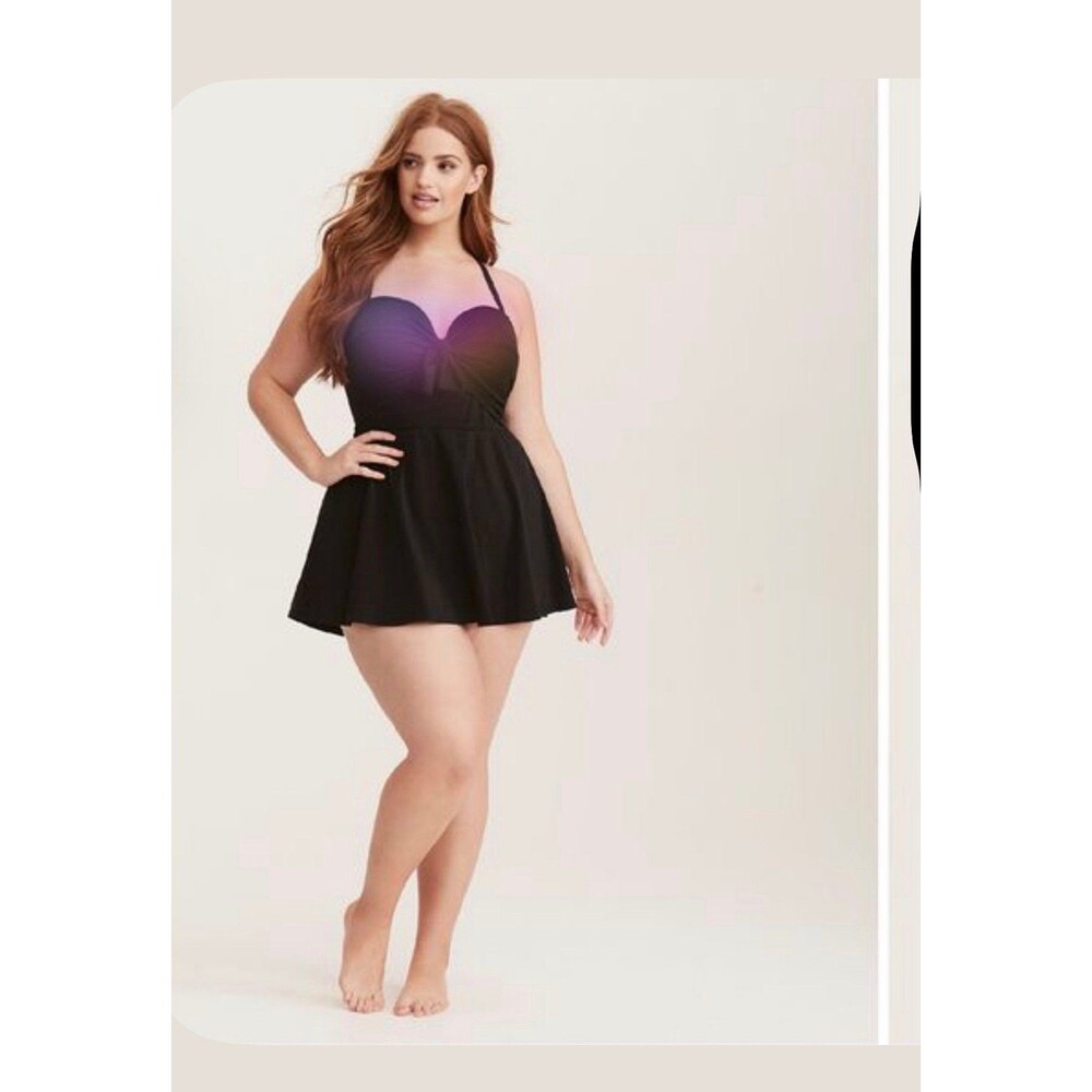 Torrid size 3 black one piece swim bathing dress suit